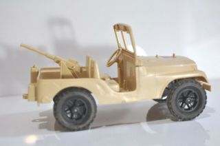Vtg Jeep Processed Plastics Co USA military tan toy with rear gun made in USA 6
