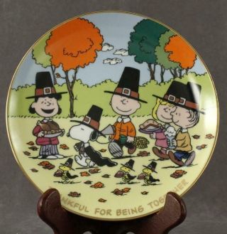 Nos Danbury Plate Peanuts Charlie Brown Thankful For Being Together