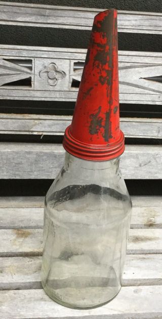 Oil Bottle.  Antique.  Vintage.  One Imperial Quart.  Vacuum Oil Co.