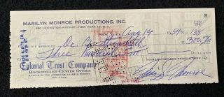 Marilyn Monroe Production Signed Autograph Bank Check Bold Signature Autographed