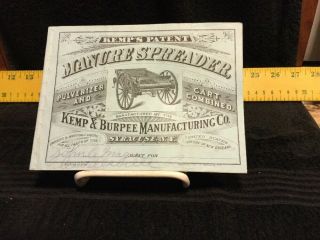 Very Rare - Vintage Kemp & Burpee Manufacturing Co.  Syracuse,  Ny Manure Spreaders