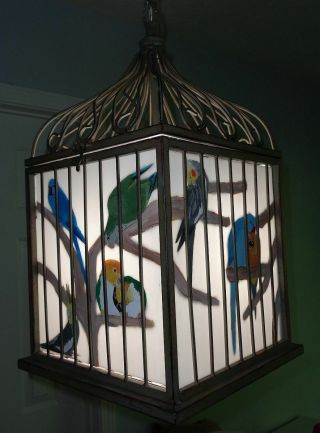 Iron & Glass Bird Cage Lamp