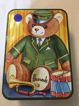 Vintage Harrods London Teddy Bear Biscuits Tin No Cookies Tin Only 7.  5x5.  5x2.  25