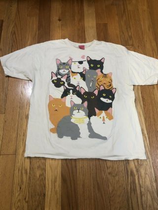 Enjoi Skateboards Cat Gang Shirt Size Xl White Rare
