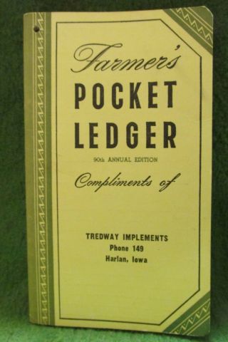 1956 - 1957 John Deere Pocket Ledger Harlan,  Iowa.