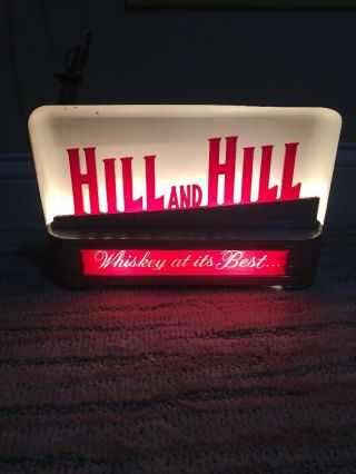 Vintage “ Hill And Hill “ Whiskey Lighted Back Bar Sign Price Bros.  Chicago