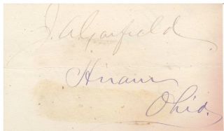 Cut Signature By James A.  Garfield,  Hiram Ohio With
