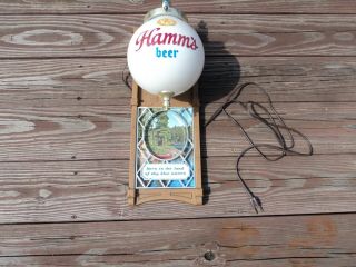 ONE Hamm ' s beer signs back bar lighted globe wall sconce light lamp canoe 3
