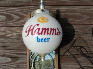 ONE Hamm ' s beer signs back bar lighted globe wall sconce light lamp canoe 4