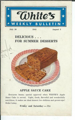 Nn - 048 White Baking Company,  1943 Weekly Bulletin Brochure,  Advertising