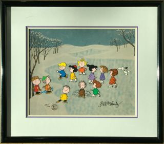 Peanuts Animation Hand Painted Cel - Great Skate Signed Bill Melendez