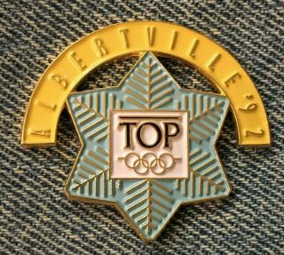 1992 Olympic Pin Badge Top Ioc Sponsor Partner Albertville,  France