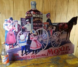 Extra Large Moxie Soda Pop General Store Advertise Cardboard Window Display Sign