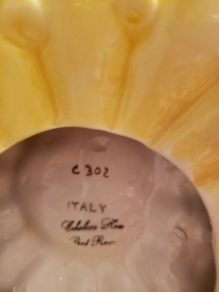 Italian hand painted ceramic banana fruit bowl with two monkeys on the edge. 5