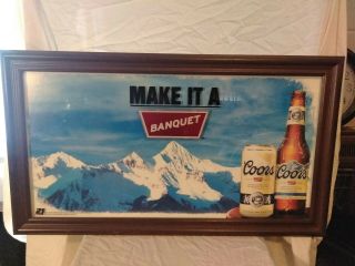 Coors Beer Sign Glass Framed Make It A Banquet Euc Coors Beer Sign