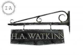c.  Early 1900s Double Sided Metal Watkins Flange Sign 2