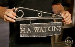 c.  Early 1900s Double Sided Metal Watkins Flange Sign 4