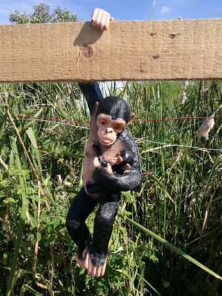 Chimpanzee Monkey&baby Sculpture Statue Arm Hanging Garden/home Decor Collectibl