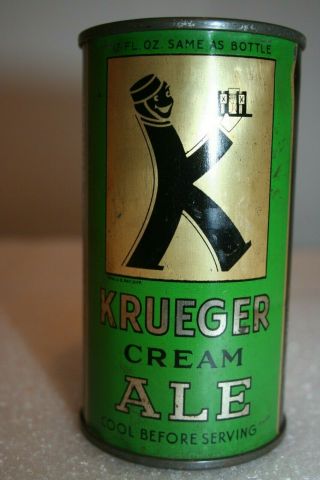 Krueger Cream Ale 12 Oz.  Oi Flat Top Beer Can From Newark,  Jersey