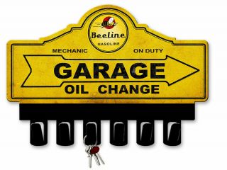Vintage Sign Beeline Gasoline Key Hanger 14 X 10