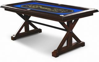 Barrington Poker Table Premium Solid Wood 6 Player Game Play Room Casino Card