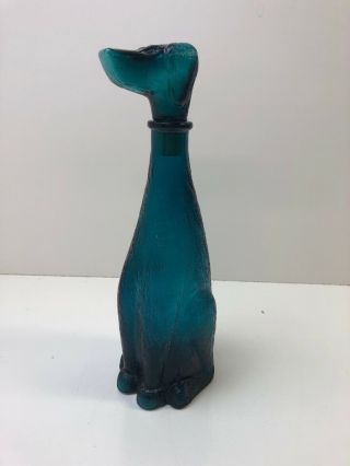 Vintage Blue Glass Dog Decanter 12.  5 " Tall Bottle - Dachshund - Italy 1940’s