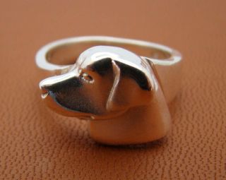 Sterling Silver Labrador Retriever Head Study Ring
