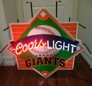 San Francisco Giants Coors Light Beer Authentic Baseball Neon Sign Made In Usa
