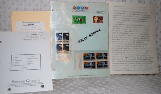 Wally Schirra Rare Signed Stamps On Letter Head W/ Signed Typed Letter