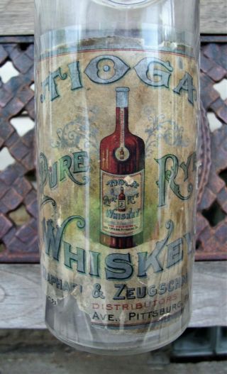 Labeled & Embossed Raphael & Zeugschmidt Cylinder Whiskey Bottle Pittsburg,  Pa.