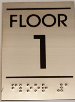 Floor Number One (1) Sign - Braille - Stainless Steel (heavy Duty) - Ref - Am