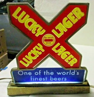 Lucky Lager Lighted Glass Beer Sign San Francisco Ca