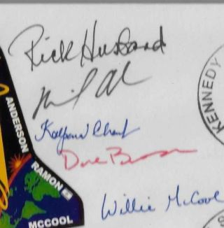 Space Shuttle STS - 107 astronaut crew signed (5 of 7) launch cover - guaranteed 3