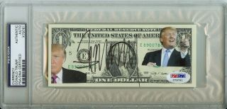 $1 Dollar Bill President Donald Trump Autographed Signed Currency Psa Dna Slabb