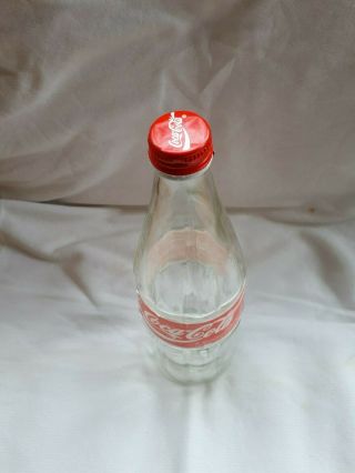 Coca Cola Bottle Vintage 1L 1995 ' s Macedonia 1Litro Paper Label Cap 4