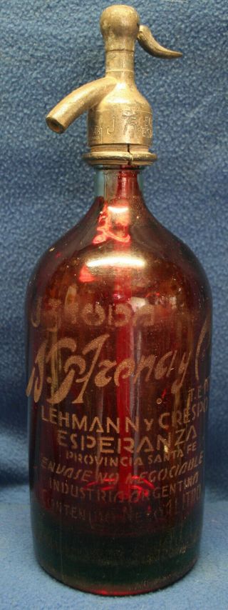 Rare Antique Gorgeous Red Glass Fancy 1 Liter Seltzer Bottle Argentina Look