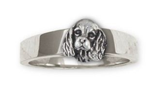 Double Cavalier King Charles Spaniel Ring Jewelry Handmade Sterling Silver Cv24h