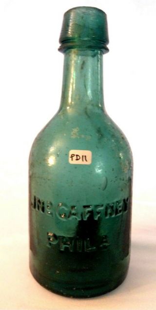 Pontiled Philadelphia Green Squat Soda - Circa 1855 - Gaffney (scarce)