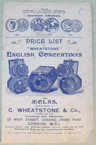 Rare Price List Of Wheatstone English Concertinas