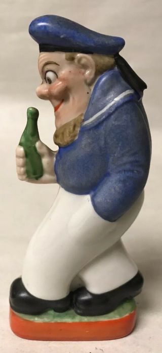 Antique Schafer & Vater Sailor Man Figural Flask Mini Bottle Porcelain Germany