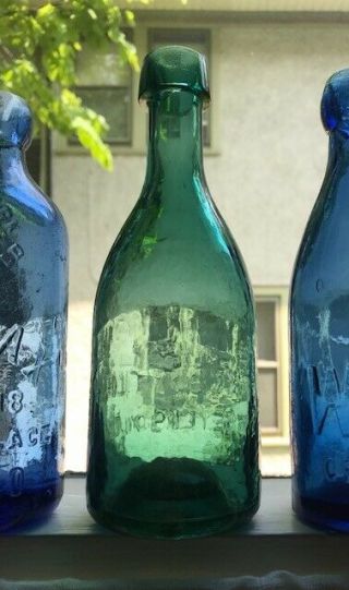 Teal,  Pontiled,  Soda Or Mineral Water Bottle (no Company Name)