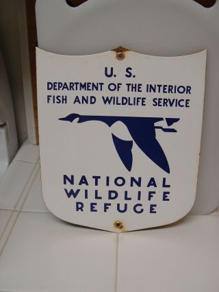 Us Department Of Fish & Wildlife National Refuge Porcelain Advertising Sign