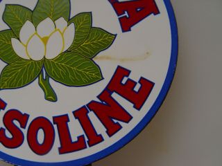 Magnolia Gasoline Gas Oil 2 - Piece Porcelain Advertising License Plate Topper 2