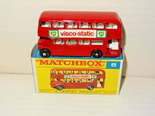 A Matchbox Model 5 London Routemaster Bus With The Htf Rare F - 2 Box Mimb