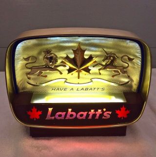 LABATT Illuminated Canadian Beer Sign Motion Color Changing HAVE A LABATTS 3