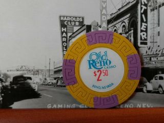 Old Reno Casino $2.  50 Casino Chip Uncancelled R5 Rarity