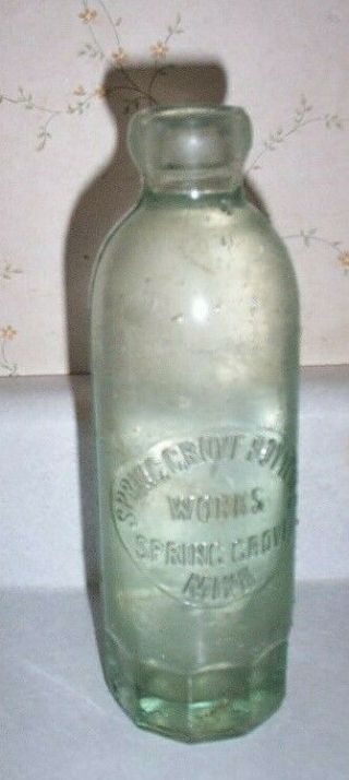 Vintage Hutchinson Soda Bottle,  Spring Grove,  Mn.  Minn.  Bottling,  V.  Good