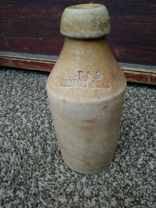 Antique R&l Spruce Beer Stoneware Bottle C.  19th Century