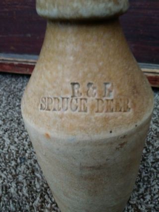 Antique R&L Spruce Beer Stoneware Bottle c.  19th Century 2