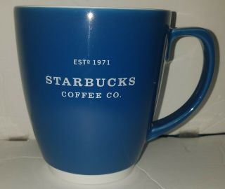 Starbucks Coffee 2007 Est 1971 Blue And White Abby Cup Mug 18 Oz Rare